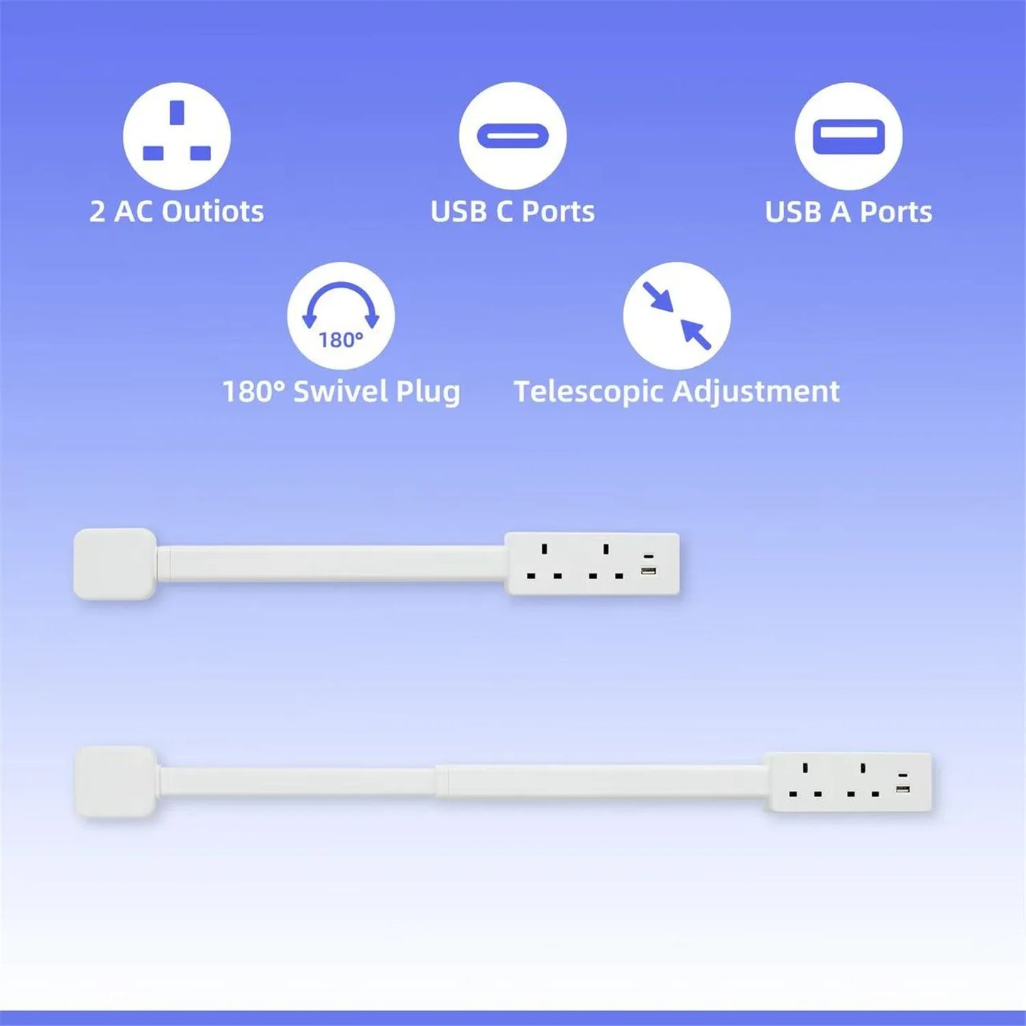 Dreaux IQ Rotating Wall Outlet Extender - in use behind furniture