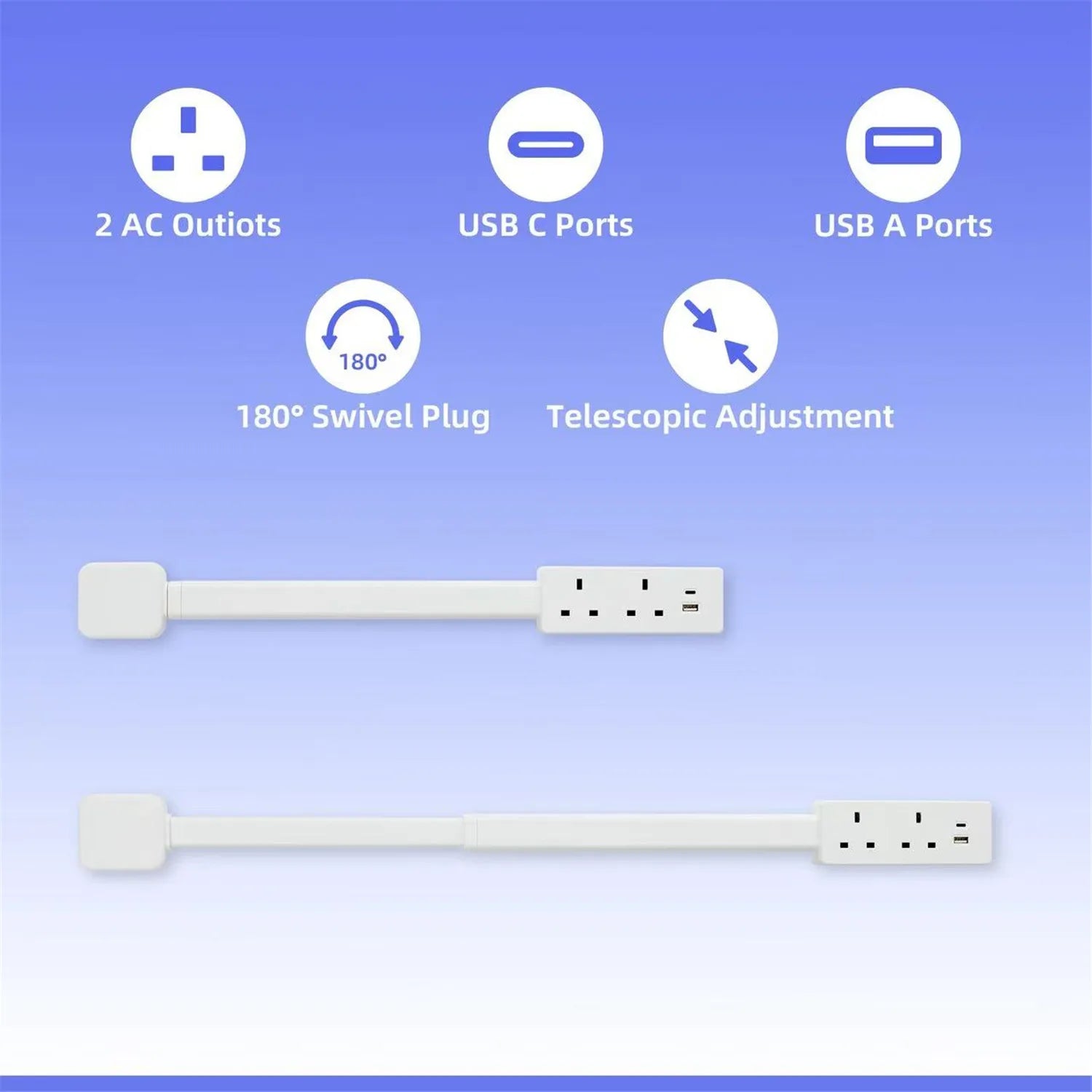 Dreaux IQ Rotating Wall Outlet Extender - in use behind furniture