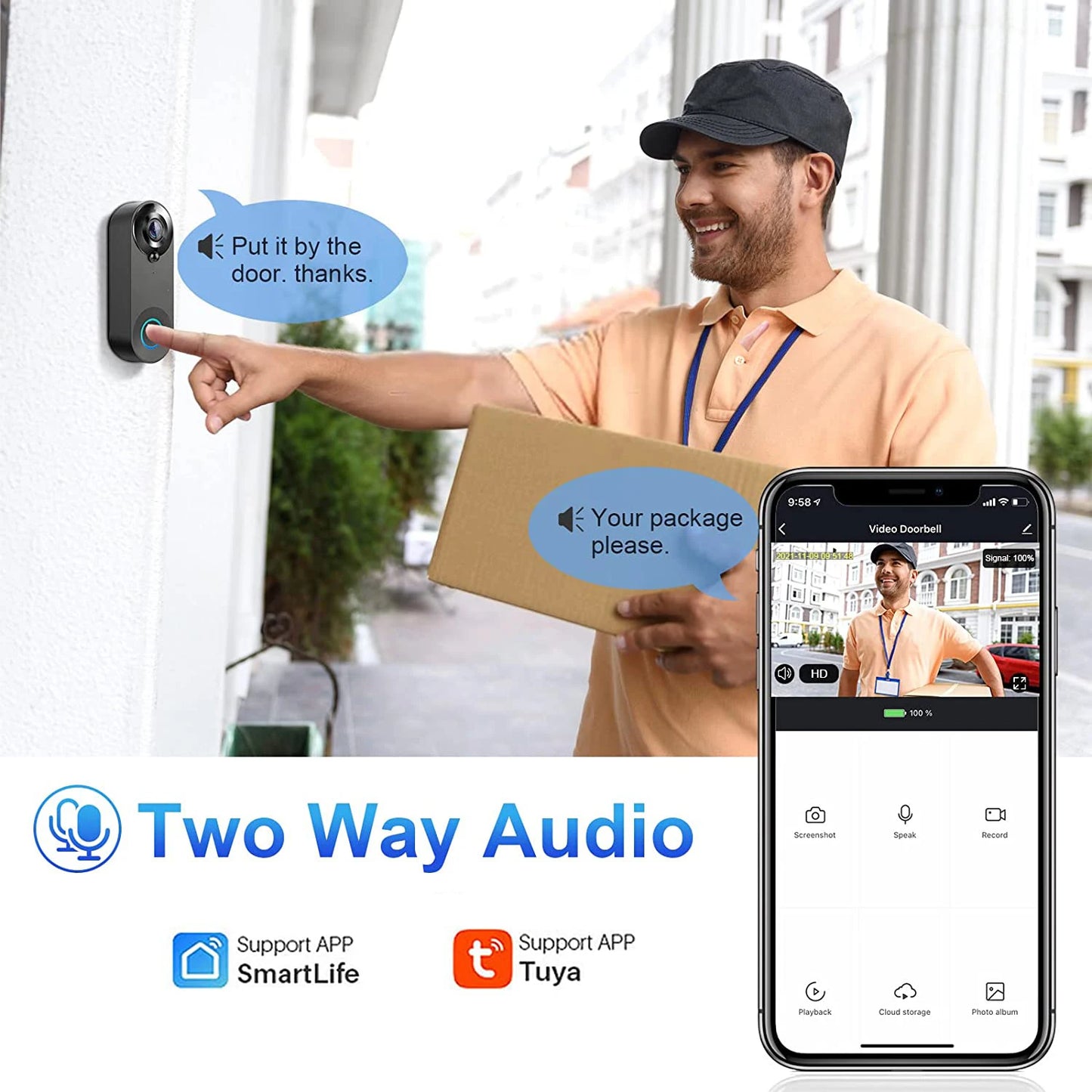 Dreaux IQ Video Doorbell — HD, Night Vision, Two-Way Audio